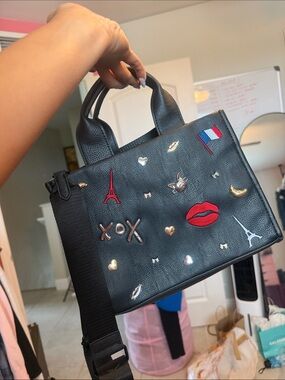 Betsey Johnson Tote Bag with Red Lip Accent